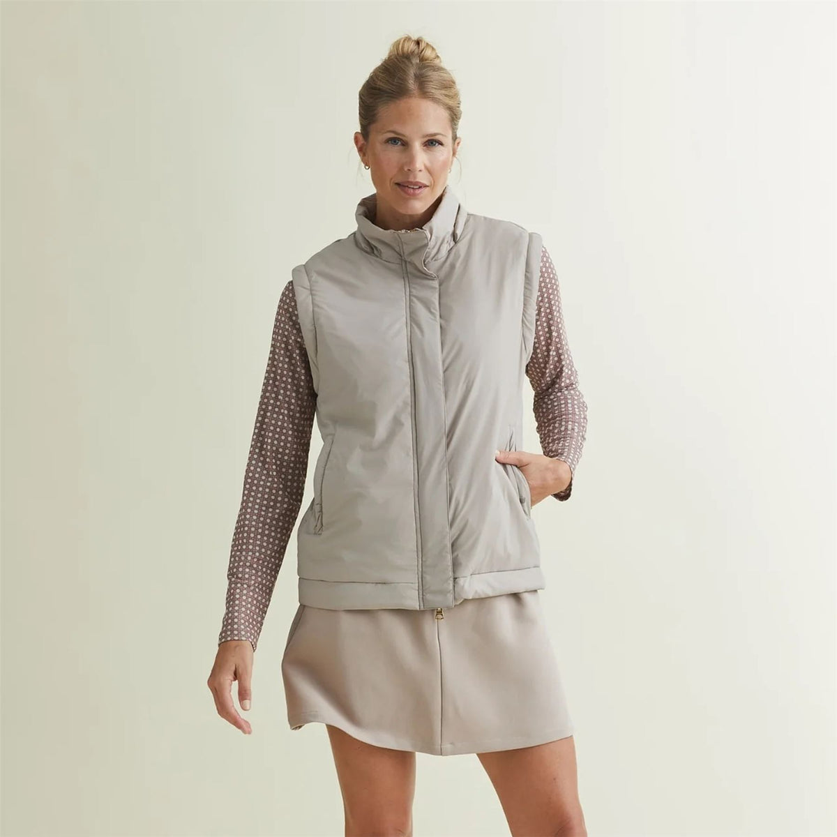 Womens Fait Tout Hooded Jacket Vest Cobblestone