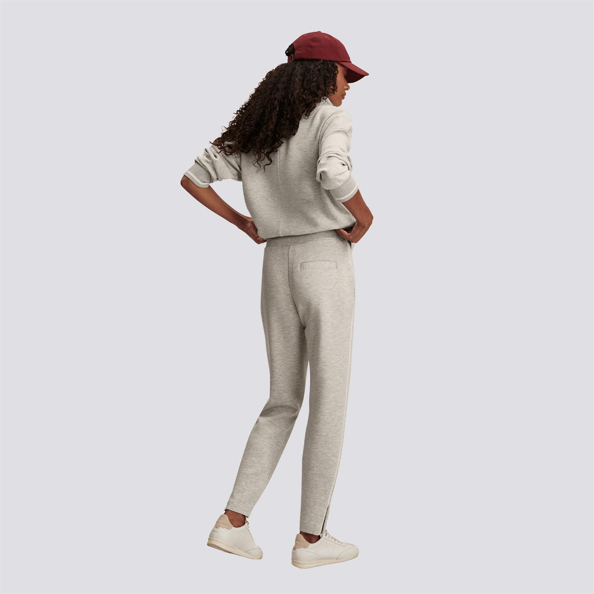 Womens The Slim 27.5 Inch Pintuck Pants Light Grey Marl