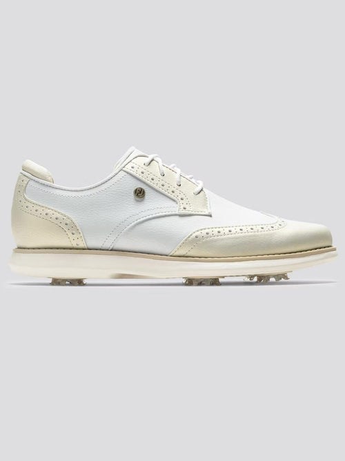 Womens FJ Traditions Cleated Laced Golf Shoes White/Gold