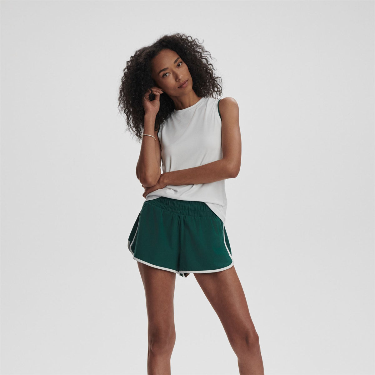 Womens Arton Performance Tank Polo White/Forest