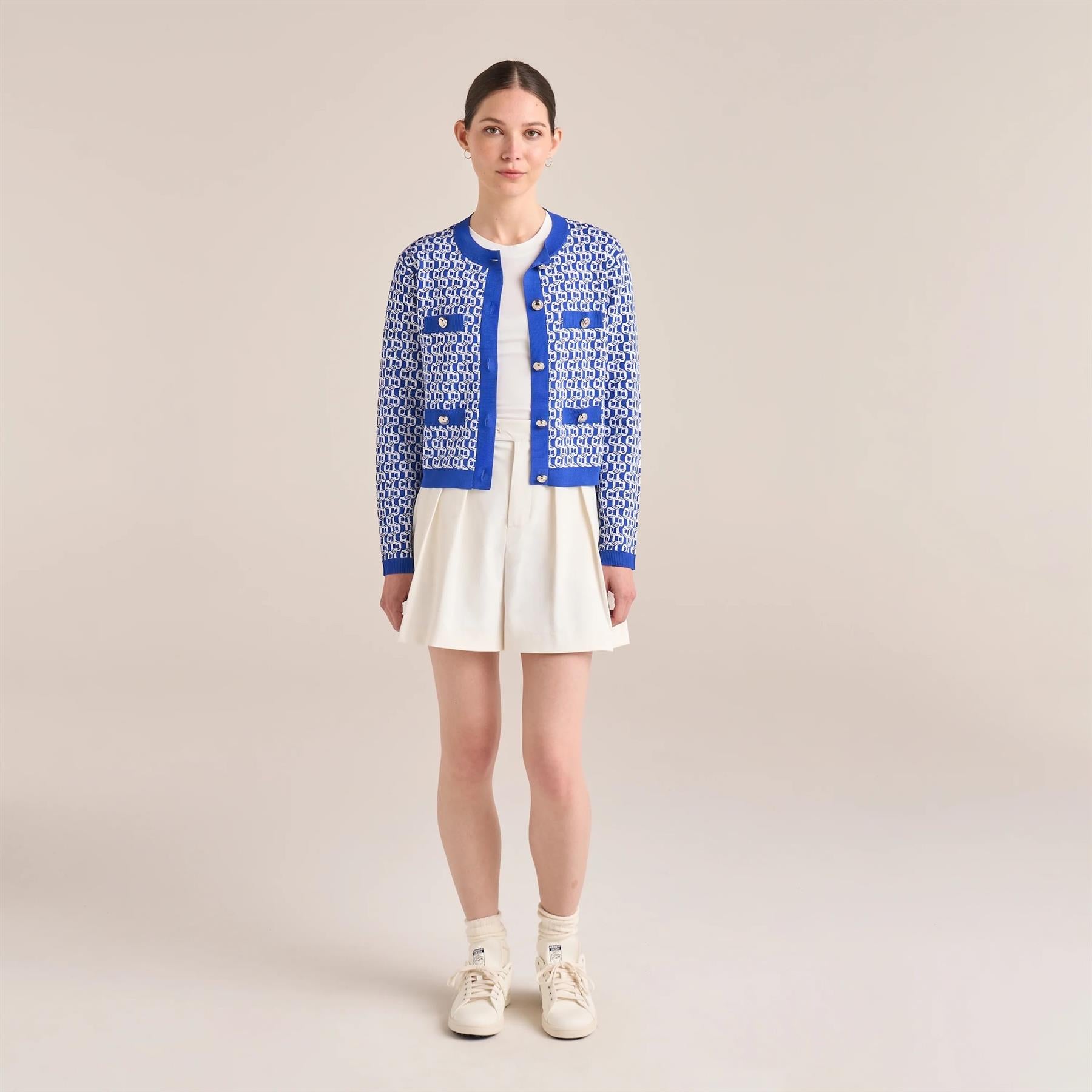 Womens Amelia Knit Cardigan Marazine Blue/Snow White