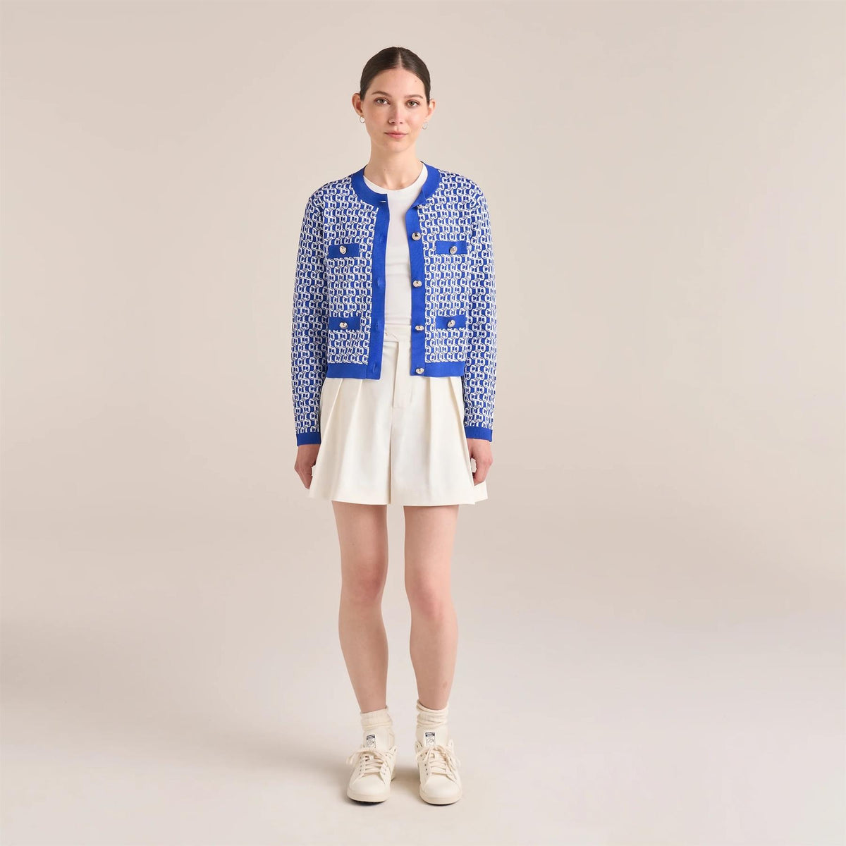 Womens Amelia Knit Cardigan Marazine Blue/Snow White