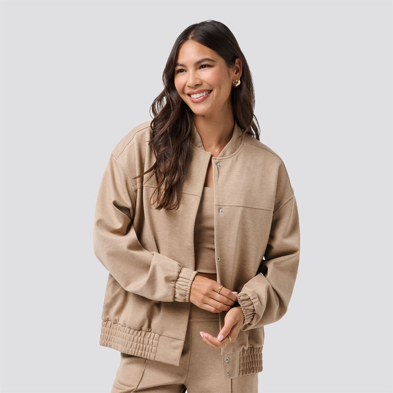Womens Friday Ponte Bomber Jacket Heather Portabella