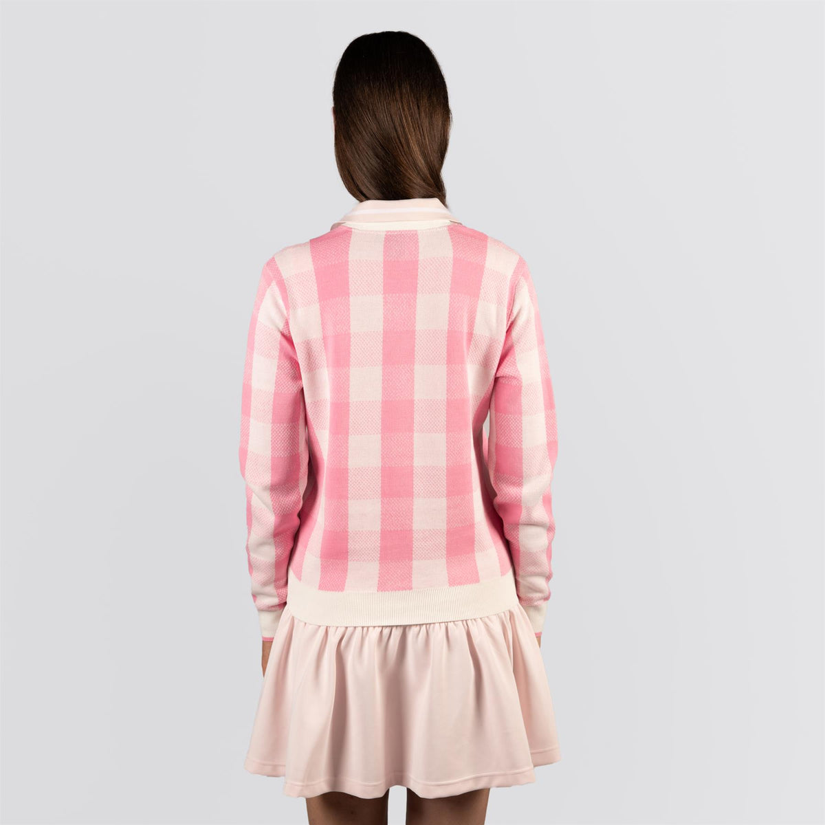 Womens Gingham Cardigan Pink