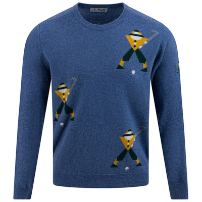 Multi Geometric George Intarsia Knit Denim