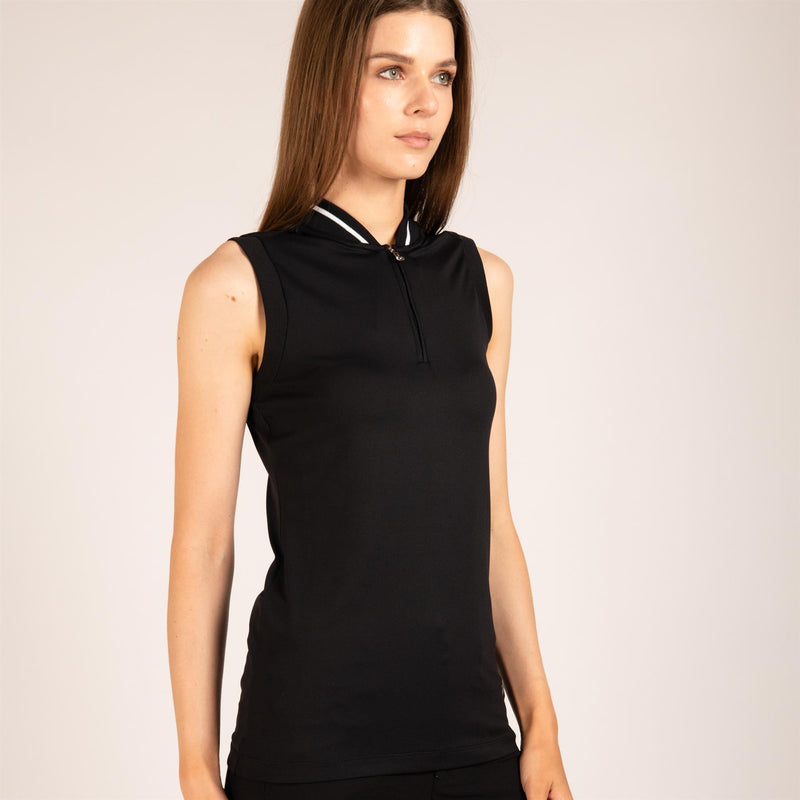 Womens The Maddie Sleeveless Polo Black