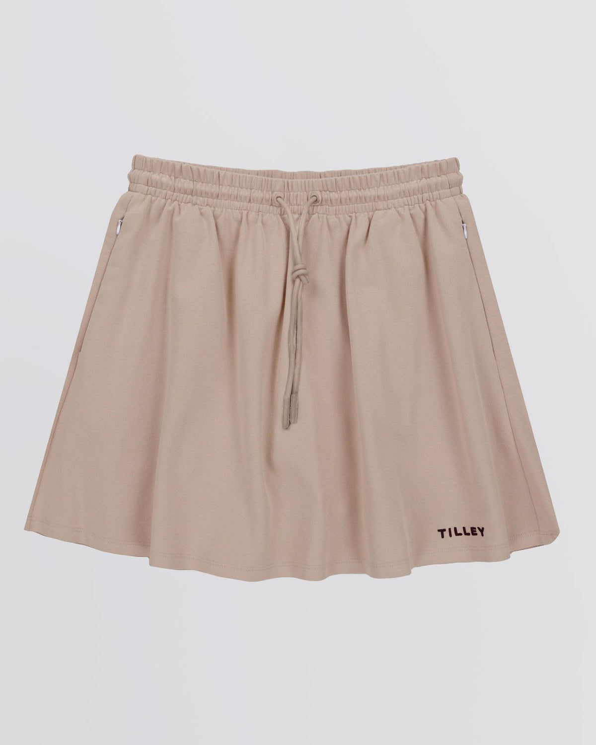 Womens Preppy Pique Mini Skirt Tan/Chocolate