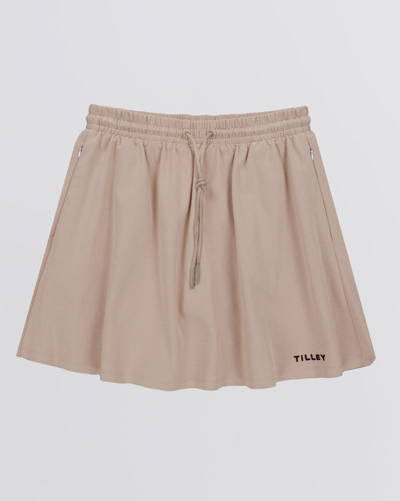 Womens Preppy Pique Mini Skirt Tan/Chocolate