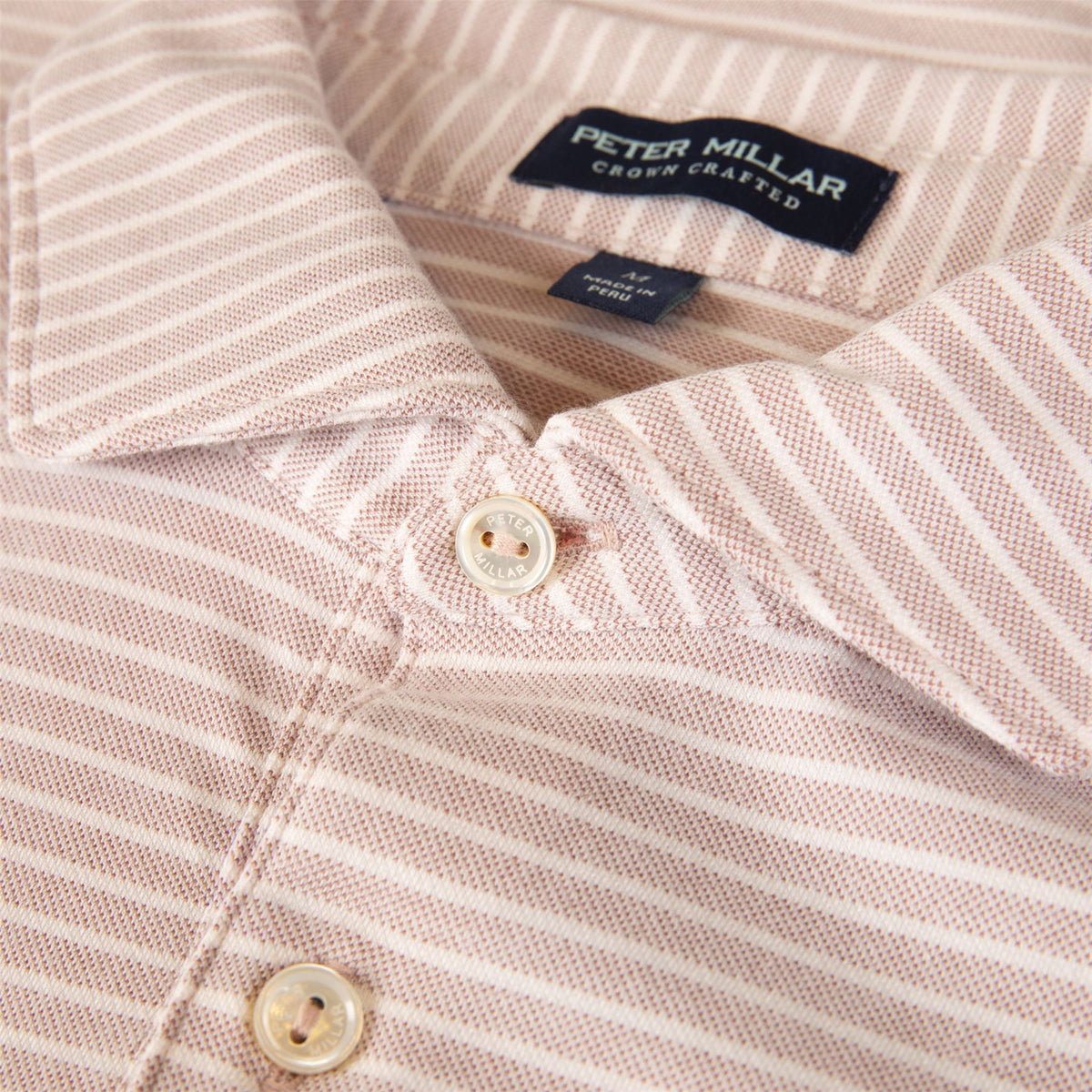 Albatross Stripe Cotton-Blend Pique Polo Faded Scarlett