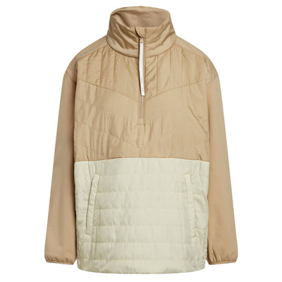 Womens Quilted-Panel Hybrid Pullover Classic Khaki/Pure White - SS23