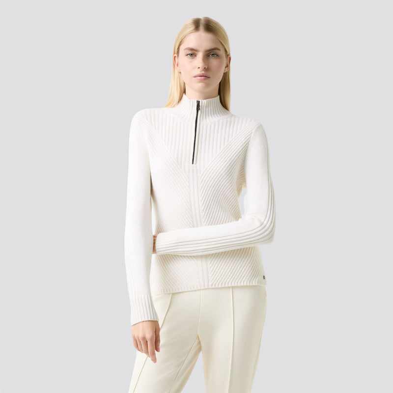 Womens Shannon Cashmere Quarter Zip Sweater White