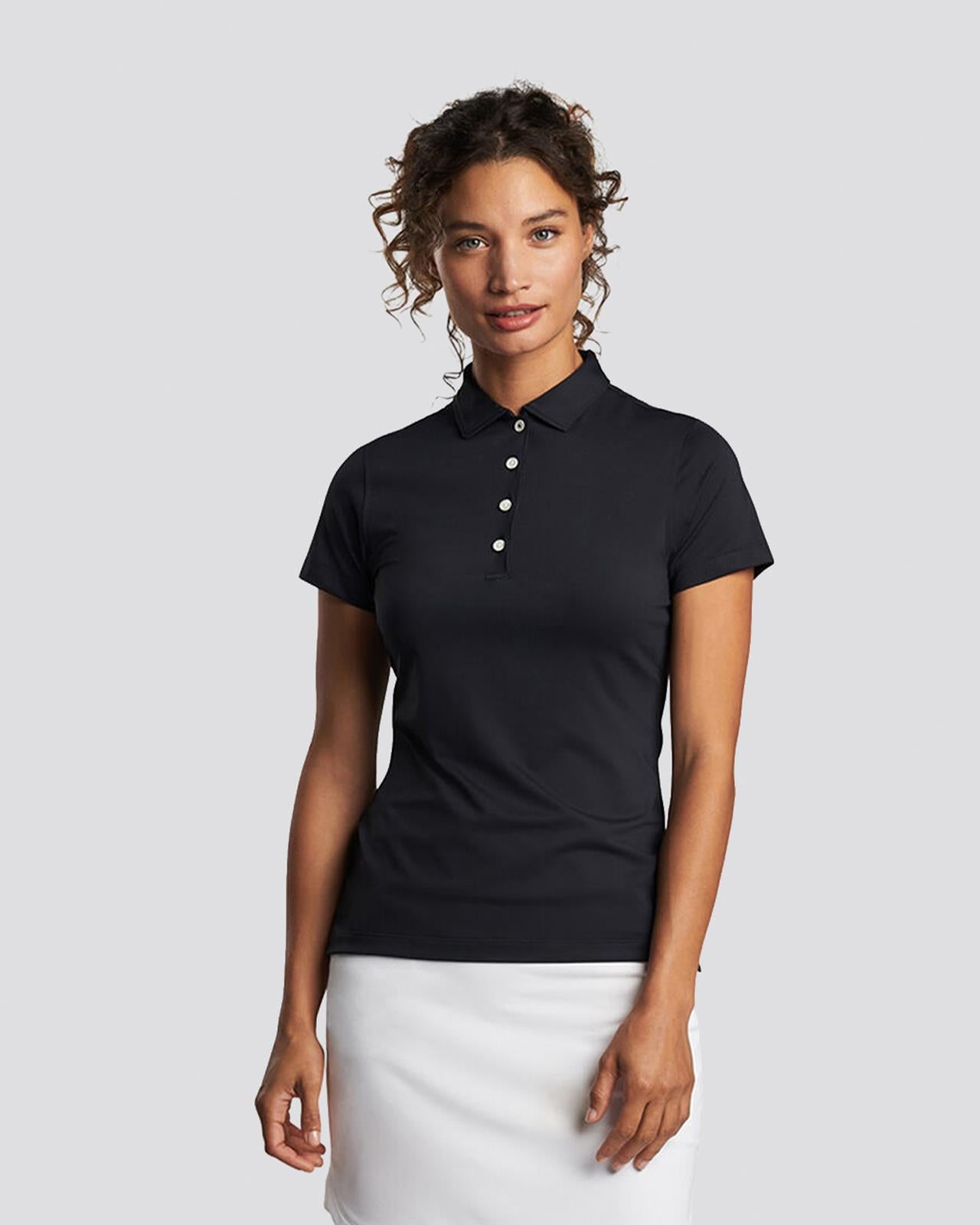 Womens Button Polo Black