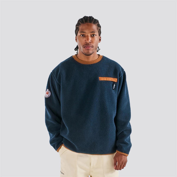 Malbon Hudson Sherpa Crewneck Sweater Navy | TRENDYGOLF USA