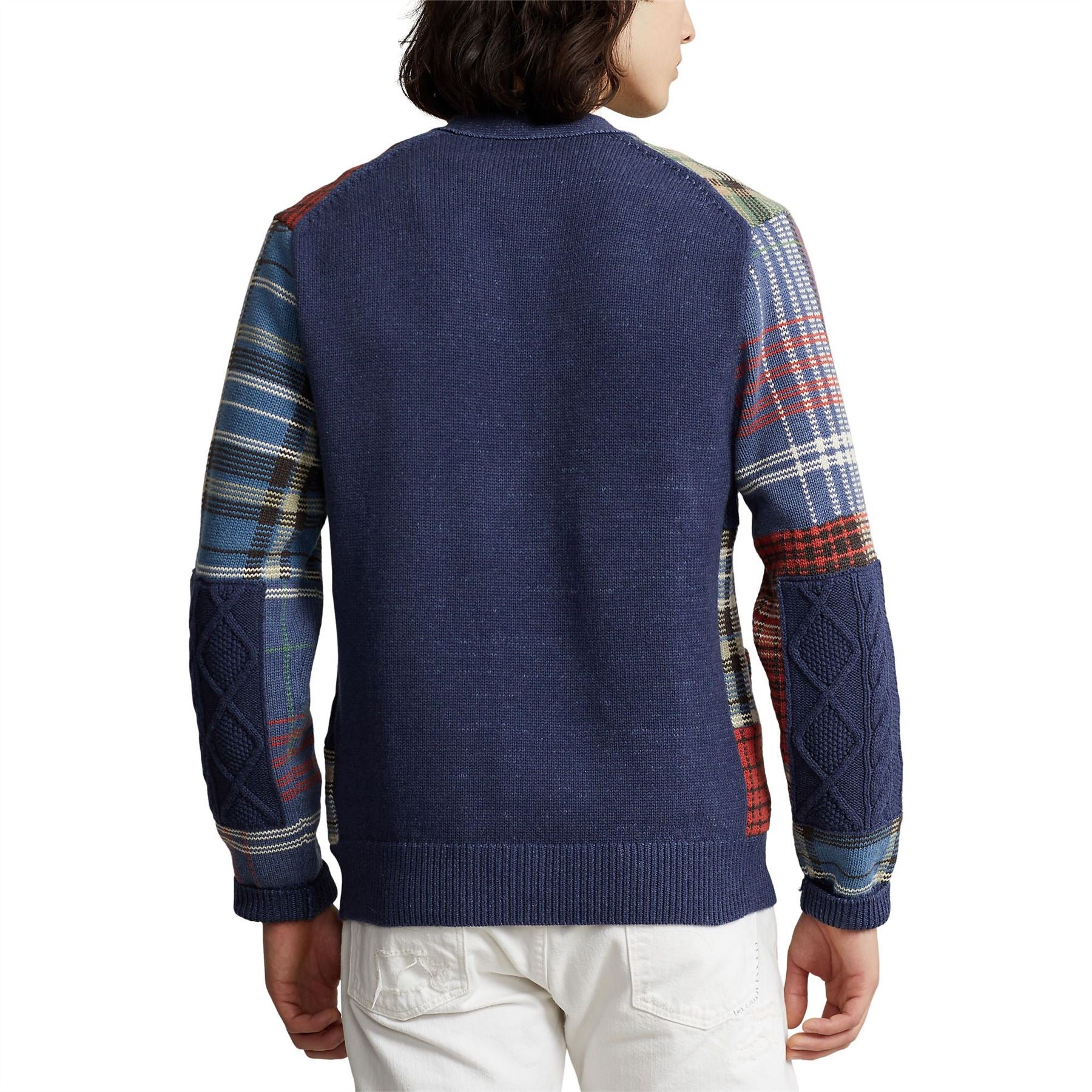 Polo Ralph Lauren Patchwork Cotton Cardigan Navy Multi|Cardigan