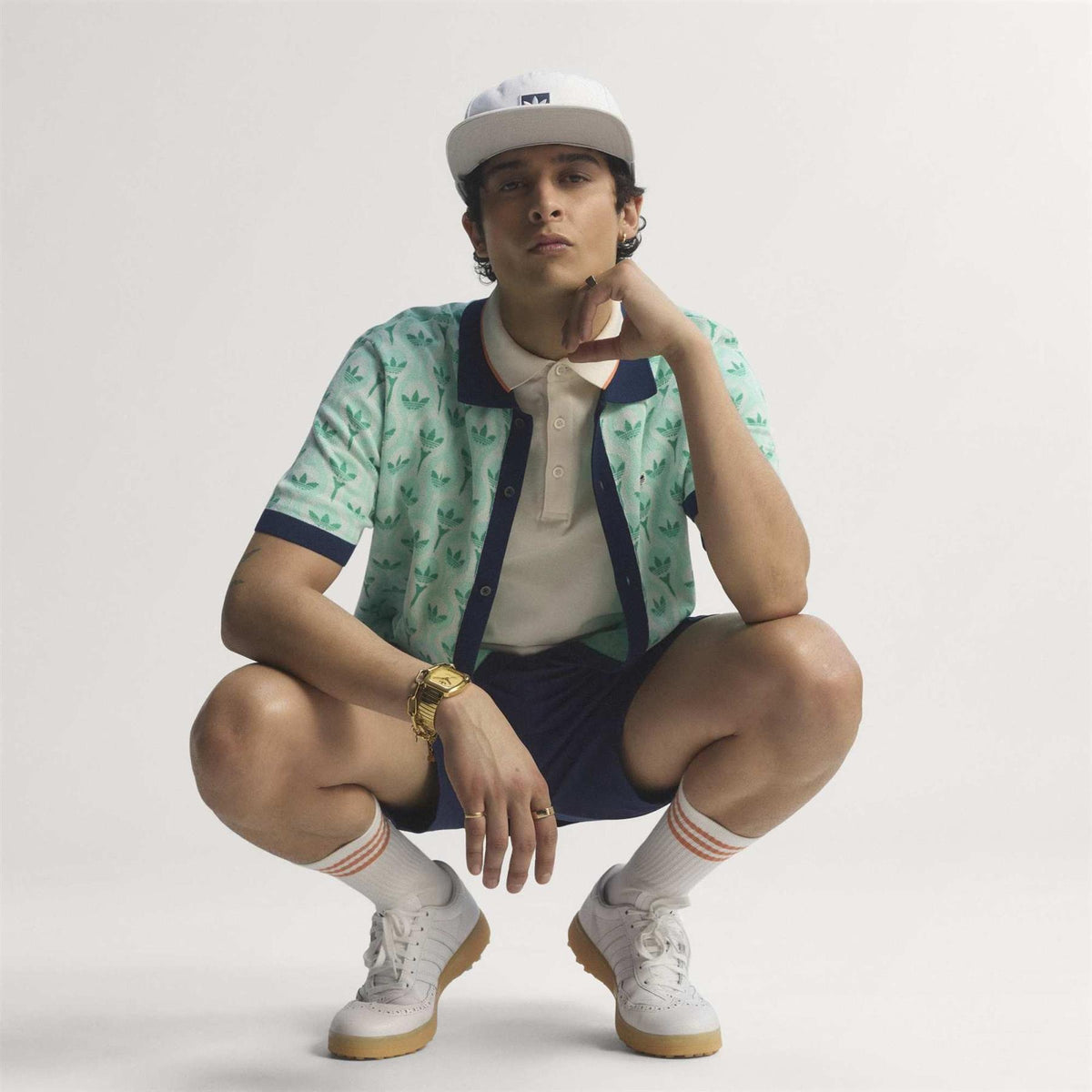Originals Knit Polo White/Clear Mint/Court Green