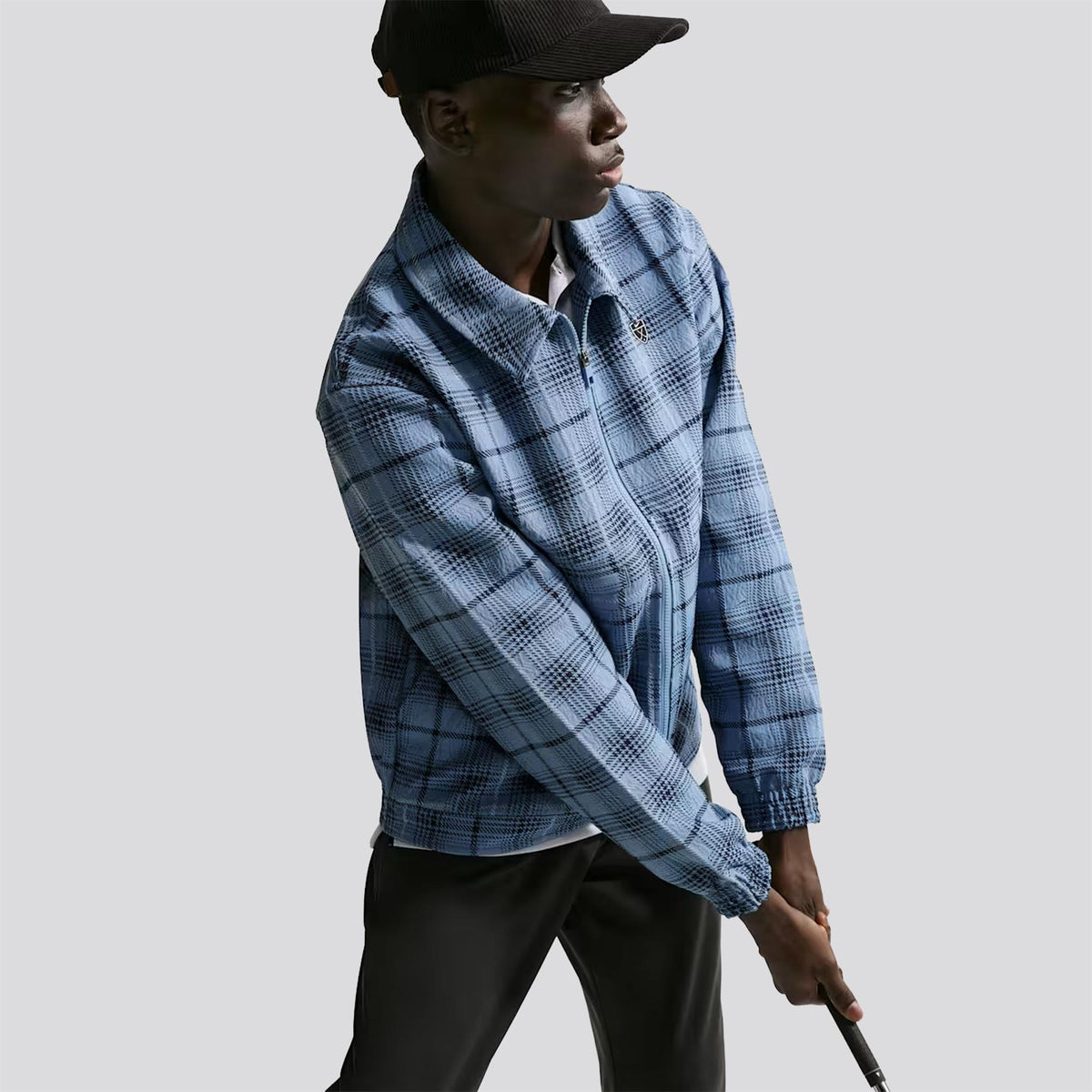 Tartan Loose Golf Jacket Work Blue/Black
