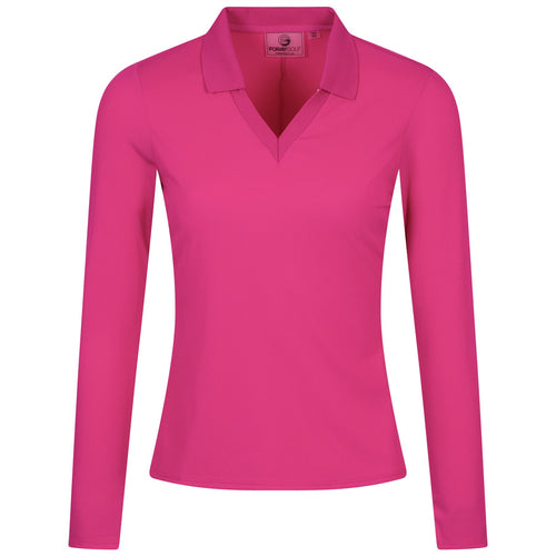 Womens Rib V-Neck LS Polo Rave - SS25