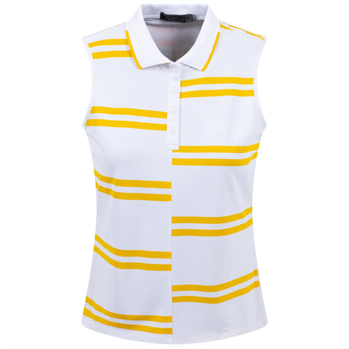 Womens Offset Stripe SL Polo Snow - SS23