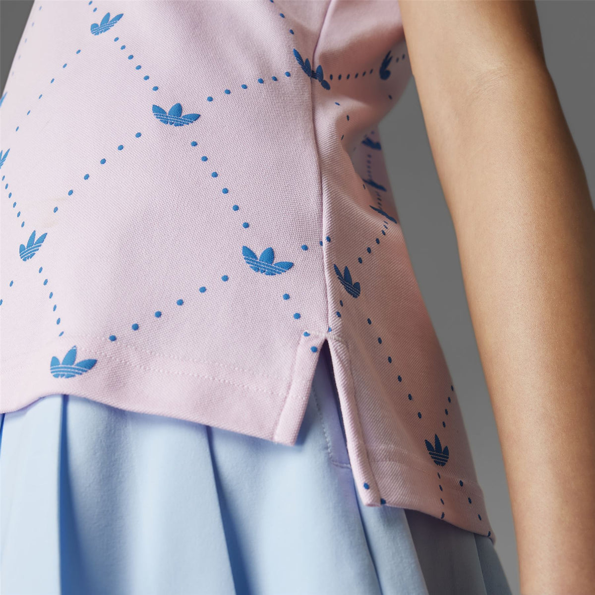 Womens Printed Trefoil Polo Clear Pink/Bluebird