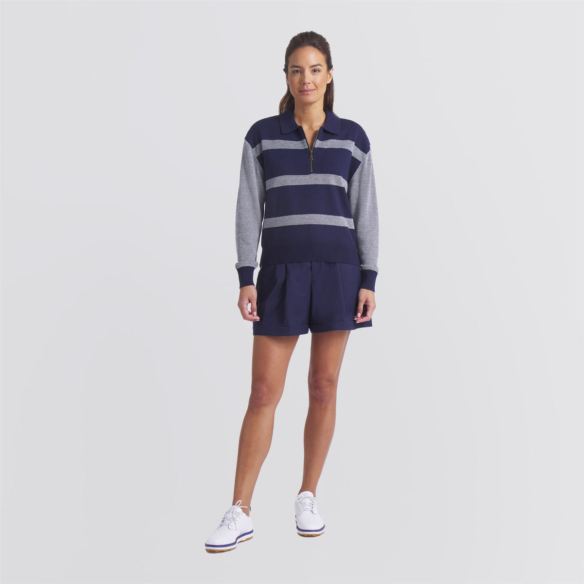 x AP Womens Sweater Collared Quarter Zip Deep Navy