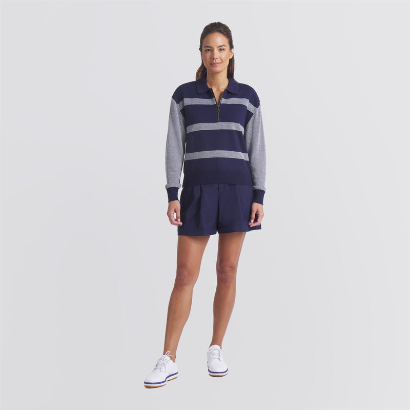 x AP Womens Sweater Collared Quarter Zip Deep Navy