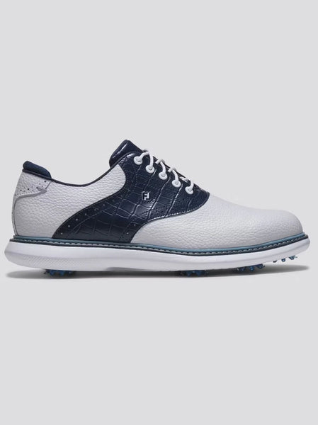 FootJoy FJ Traditions Saddle Cleated Golf Shoe White/Navy/Blue