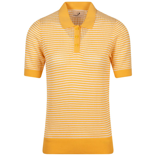Womens Textured Knit Polo Yellow - SS23