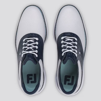 FootJoy FJ Traditions Saddle Cleated Golf Shoe White/Navy/Blue