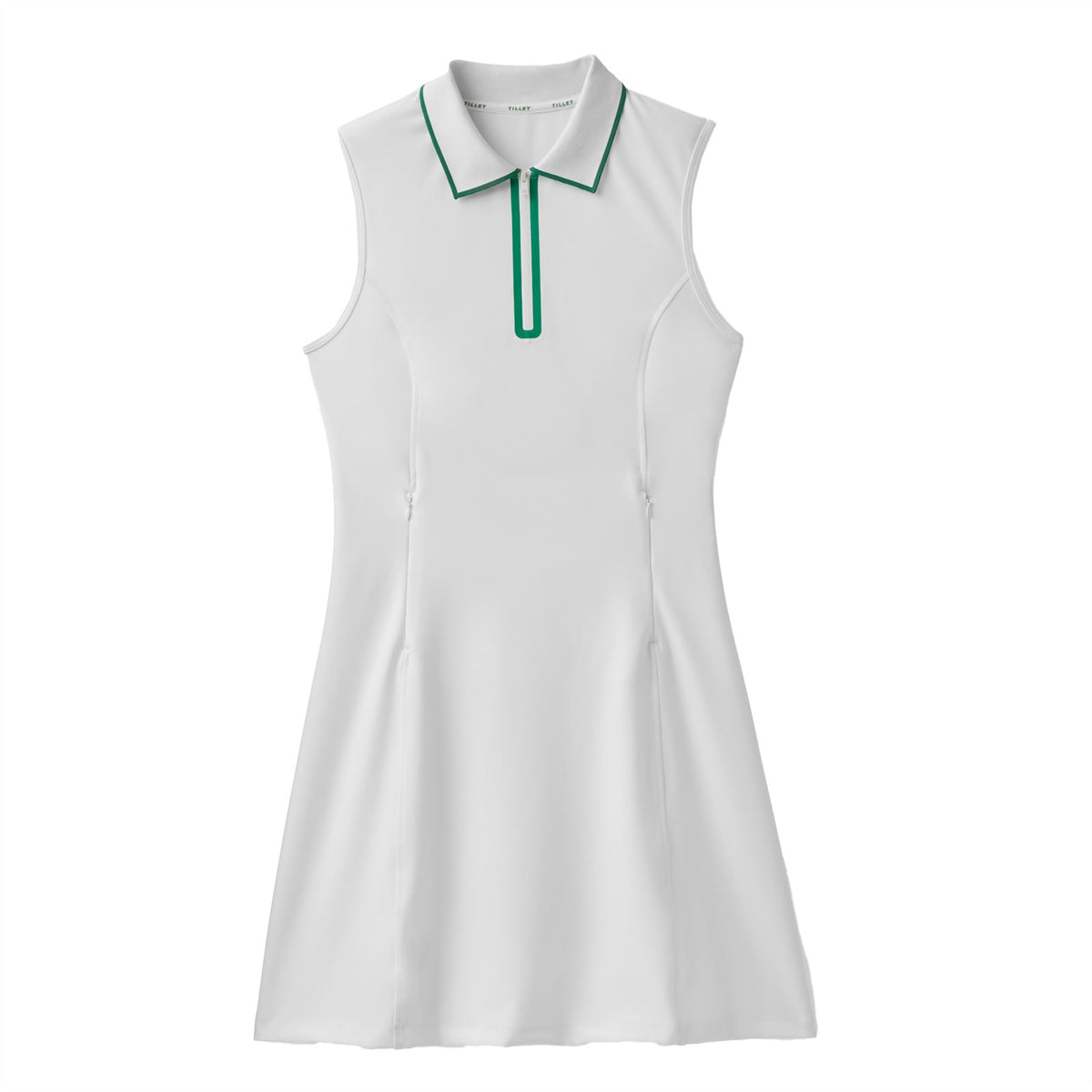 Womens Quarter Zip Polo Dress White/Sport Green
