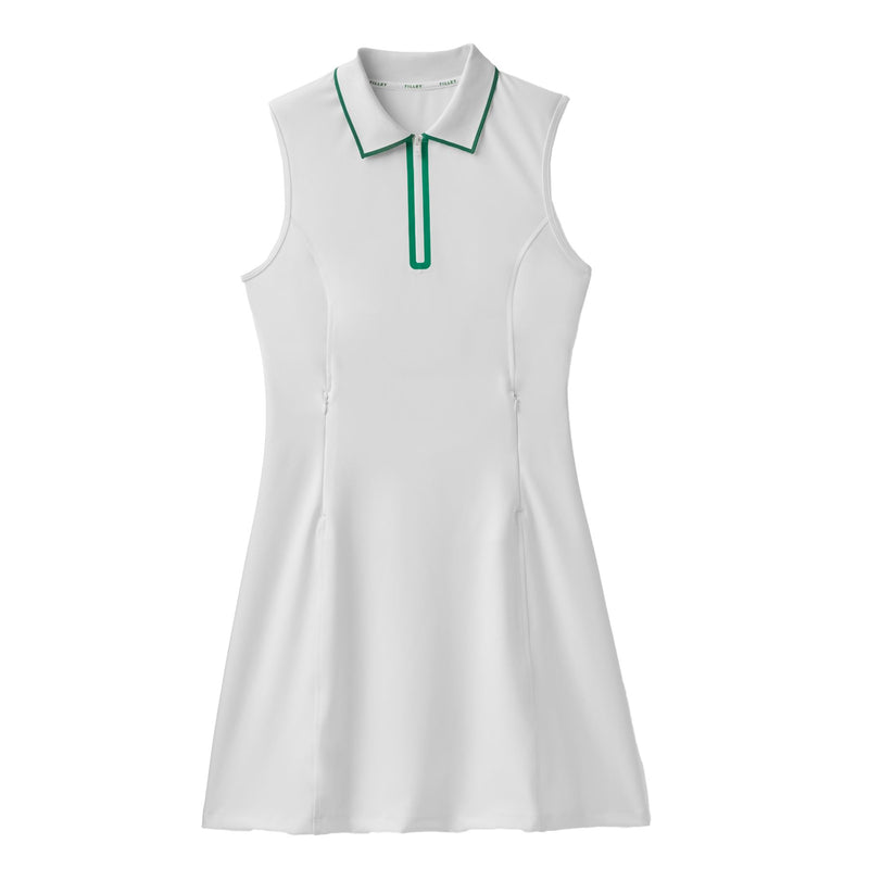 Womens Quarter Zip Polo Dress White/Sport Green