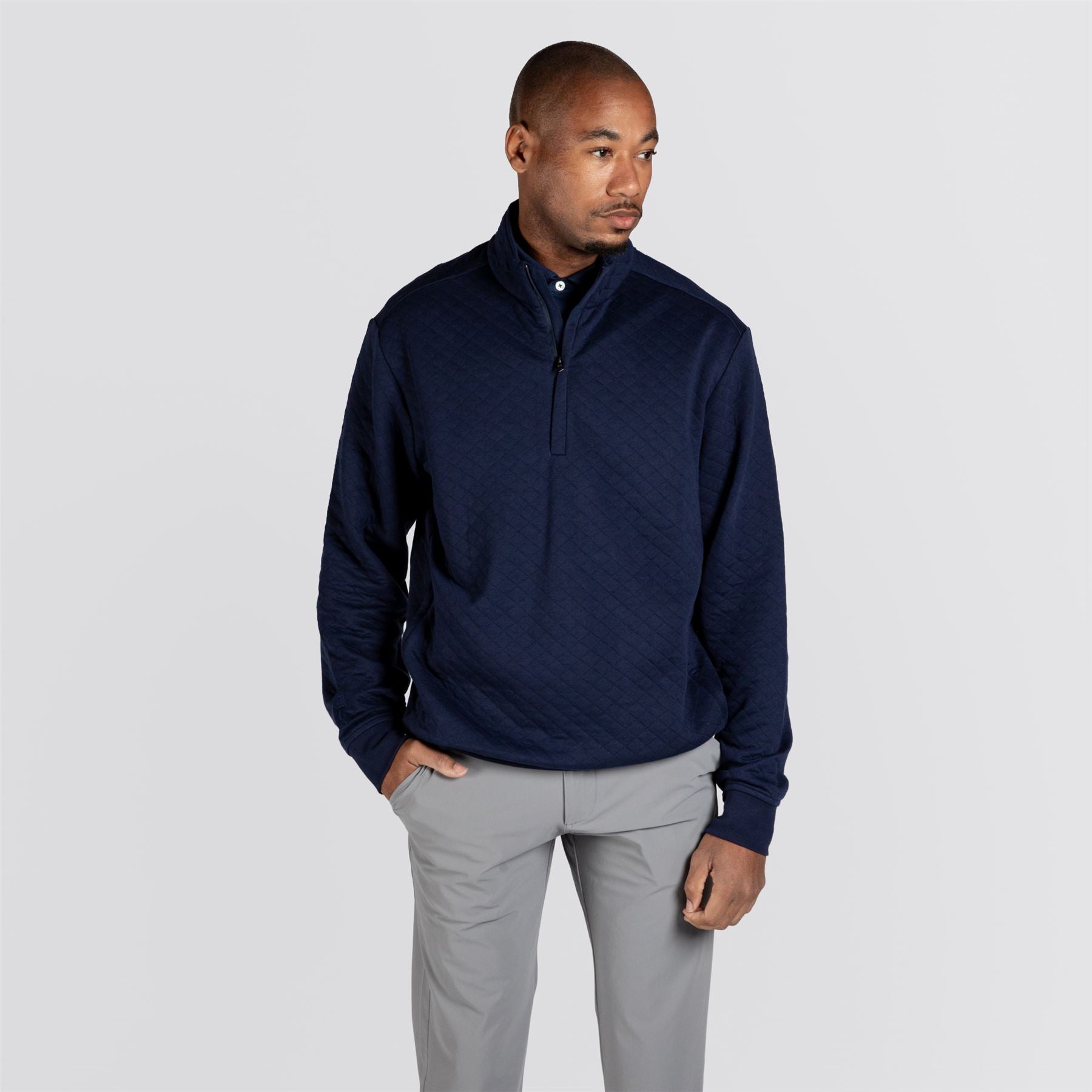 RLX Quilted Double Knit Half Zip Pullover Refined Navy