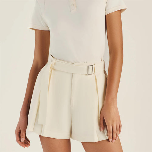 Womens Amara Pleated Shorts Ivory