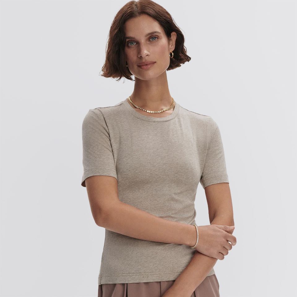 Womens Regina Fitted Tee Taupe Marl