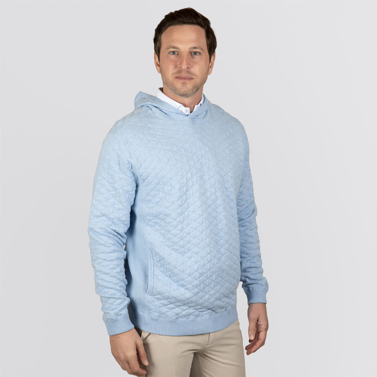 The Wallace Hooded Sweater Heathered Vista Blue