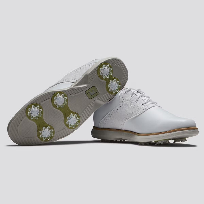 Womens FJ Traditions Cleated Laced Golf Shoes White/Grey