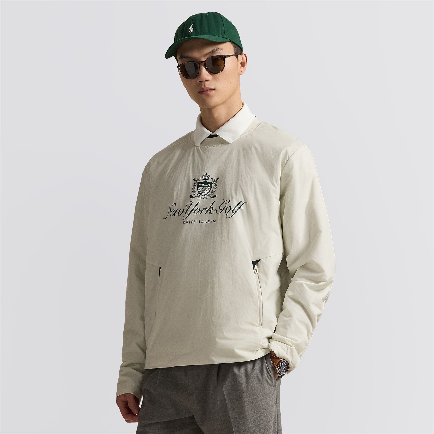 RLX Stretch Hybrid Graphic Pullover Stone Pebble