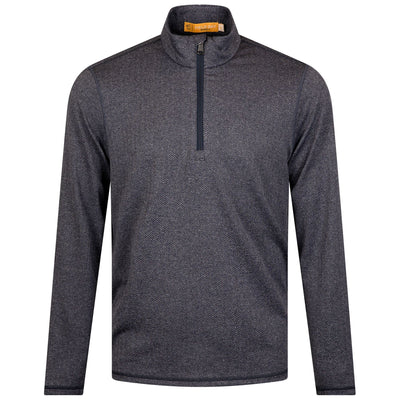 Palmer Performance Quarter Zip Mid Layer Navy Herringbone