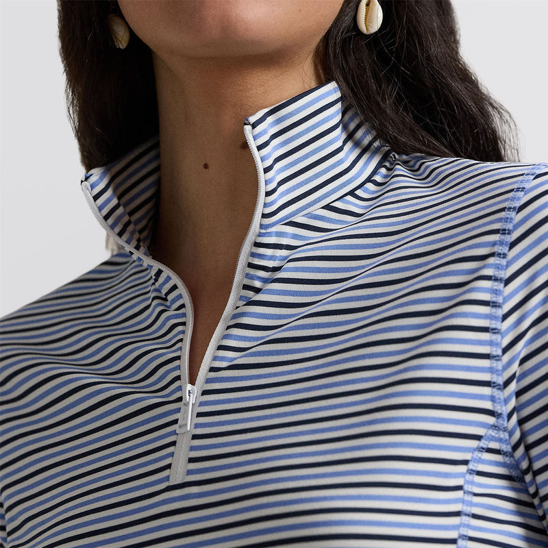 RLX Womens Peached Jersey Half Zip Pullover Refined Navy/Ceramic White/Blue Mist