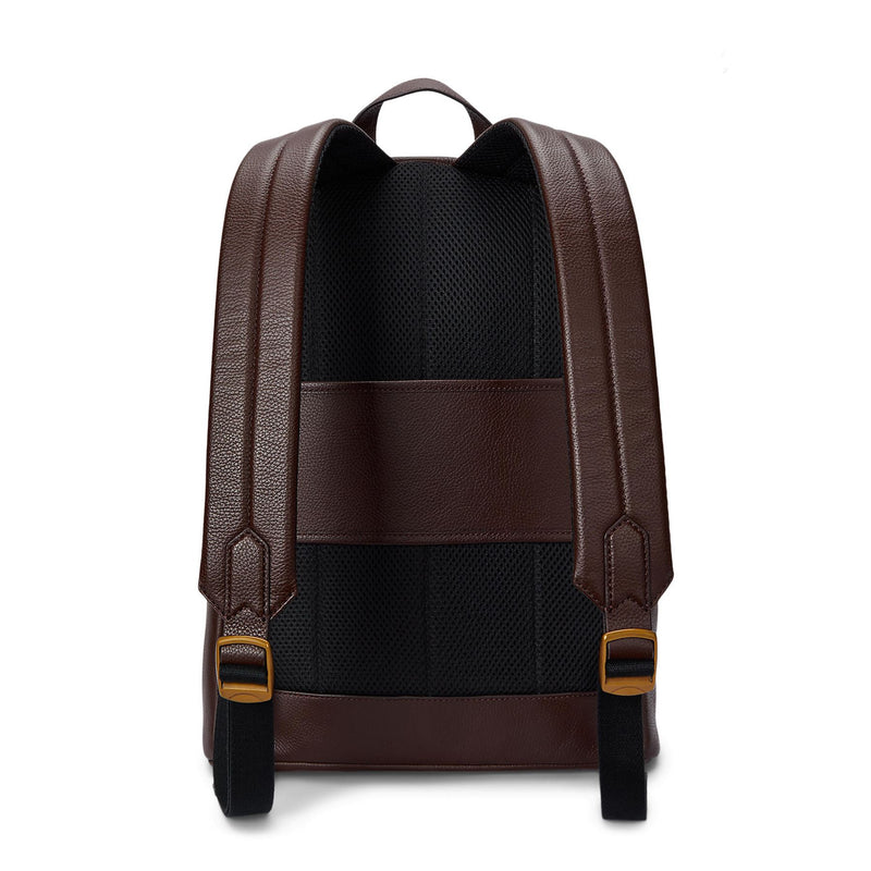 Polo Golf Pebble Leather Dome Large Backpack Dark Brown