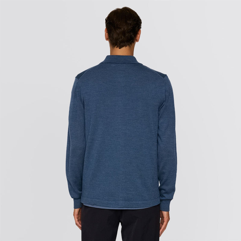 Kaleb Merino Zip Cardigan Vintage Indigo Melange