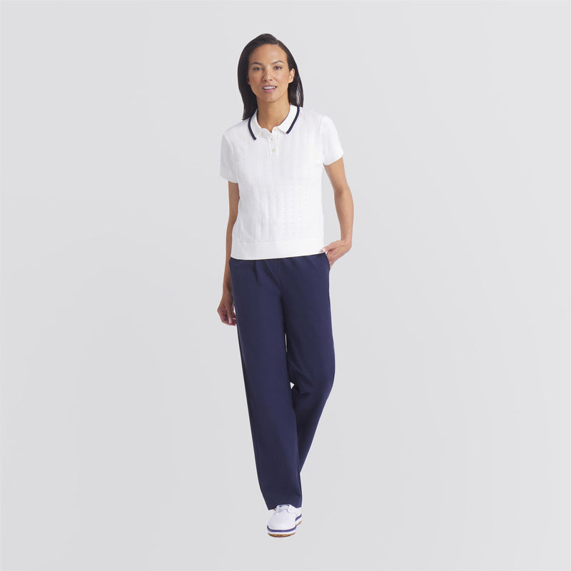 x AP Womens Pointelle Polo Warm White