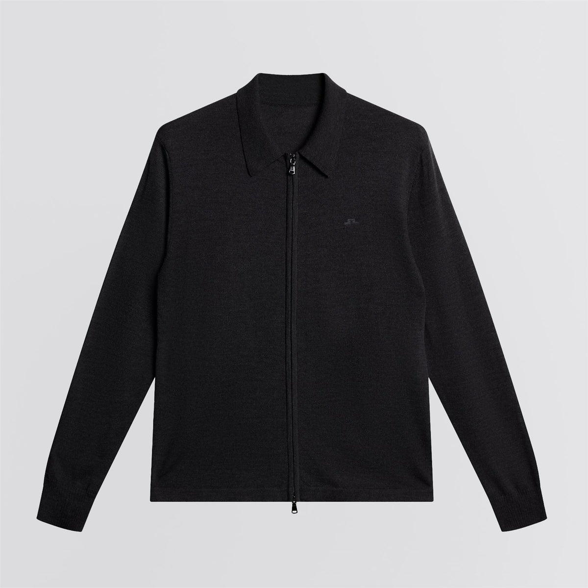 Kaleb Merino Zip Cardigan Dark Gray Melange