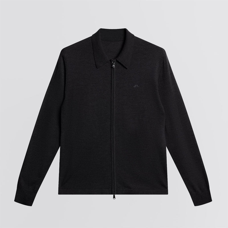 Kaleb Merino Zip Cardigan Dark Gray Melange