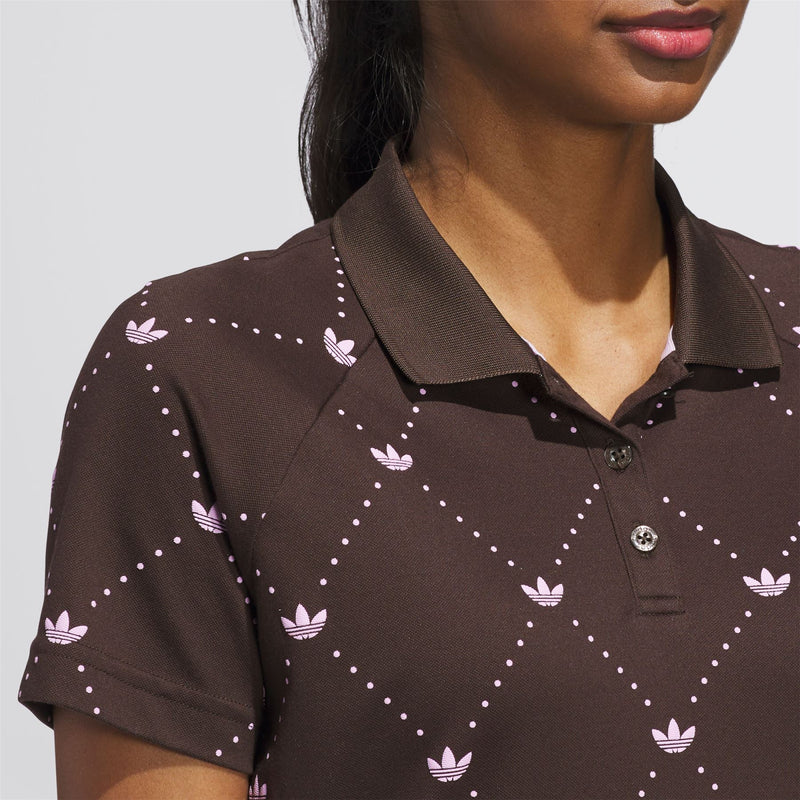 Womens Originals Printed Trefoil Polo Dark Brown/Bliss Lilac