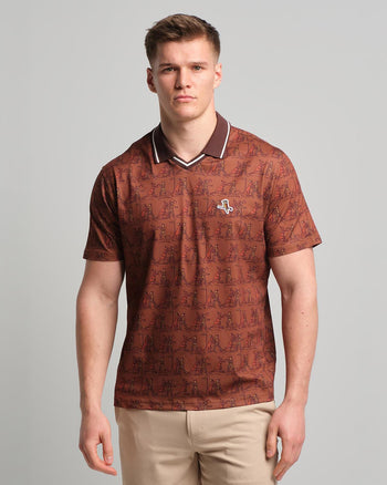 Walker Golf Things Knockout V Polo Brown | TRENDYGOLF USA