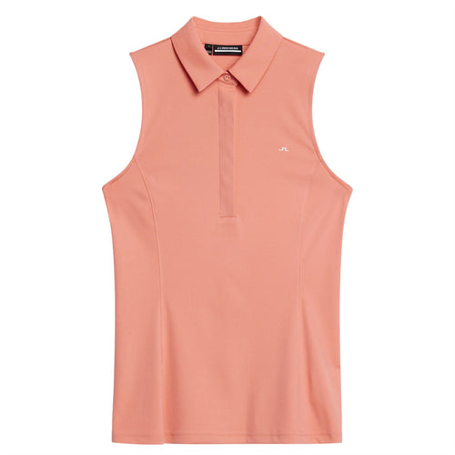 Womens Dena Sleeveless TX Jersey Polo Burnt Coral - SS24