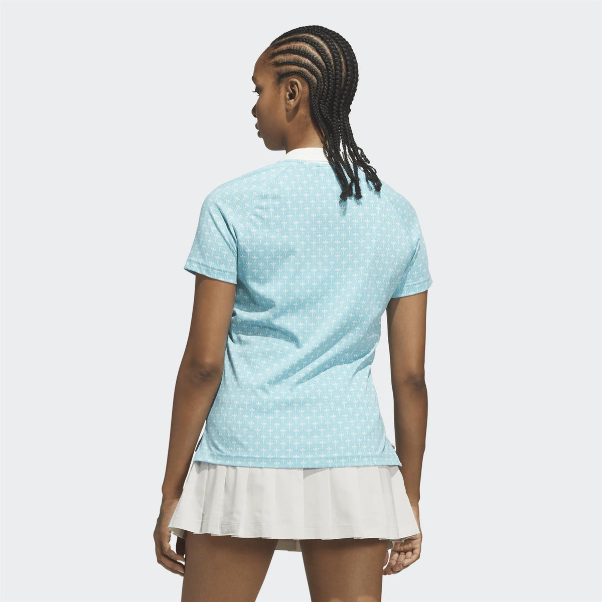 Womens Originals All Over Trefoil Polo Light Aqua/White