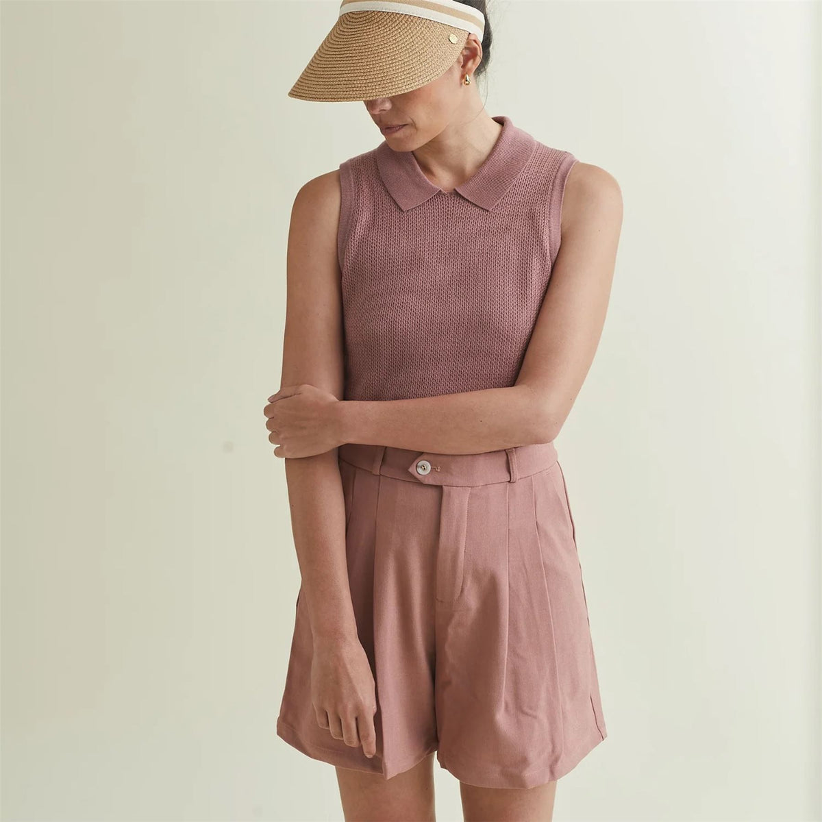 Womens Trouser Shorts Mauve