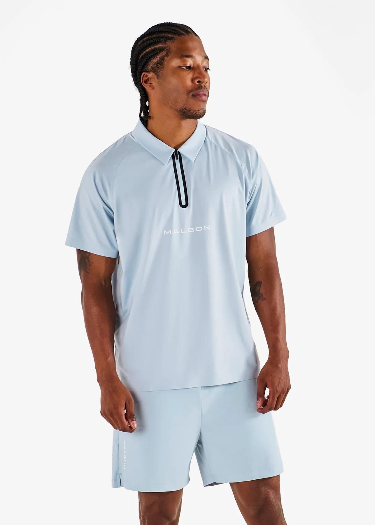 Performance Zip Raglan Polo Subdued Blue
