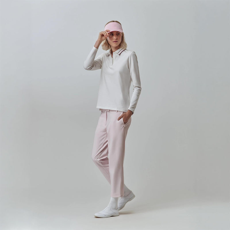 Womens LS Team Polo White/Wine